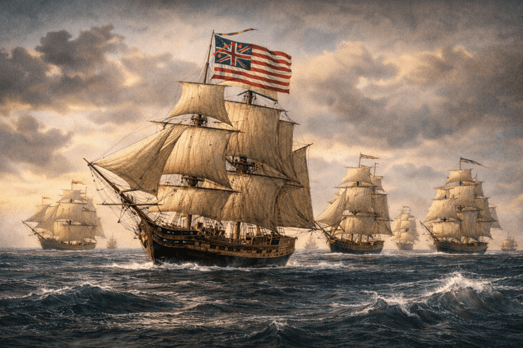 rendering of continental navy fleet in 1776