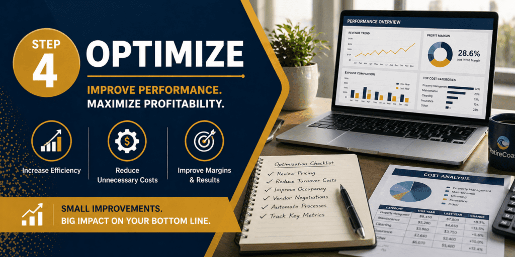 Business membership step 4 optimize showing performance improvement strategy and financial optimization