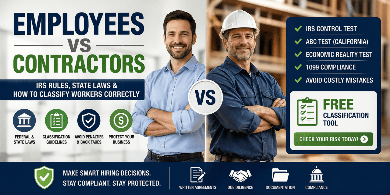Employees vs Contractors: IRS Rules, State Laws, and How to Classify Workers Correctly