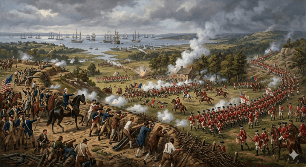 depiction of the battle of long island
