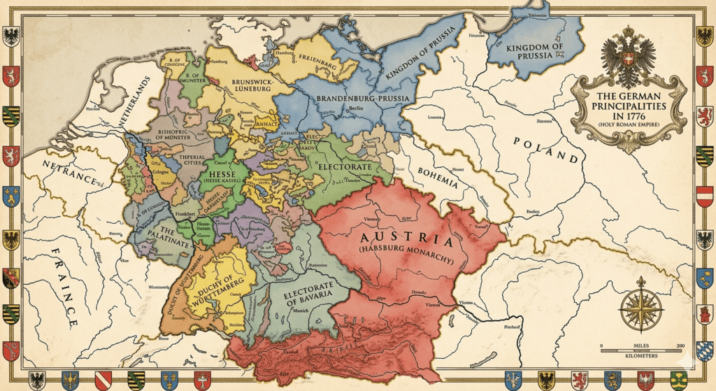 map of German principalities 1776