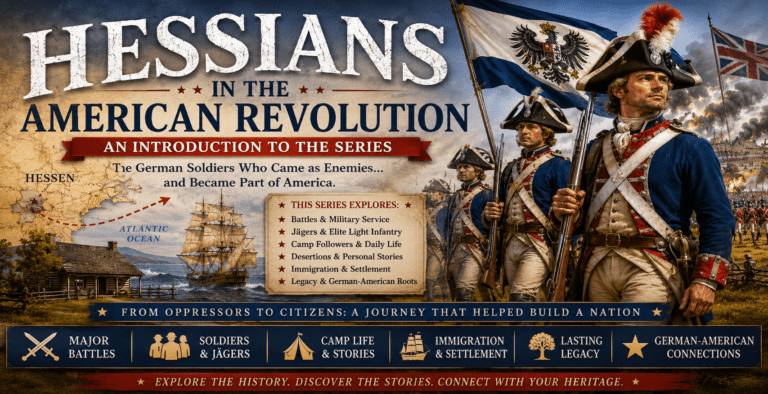 Wide historical banner image for the “Hessians in t