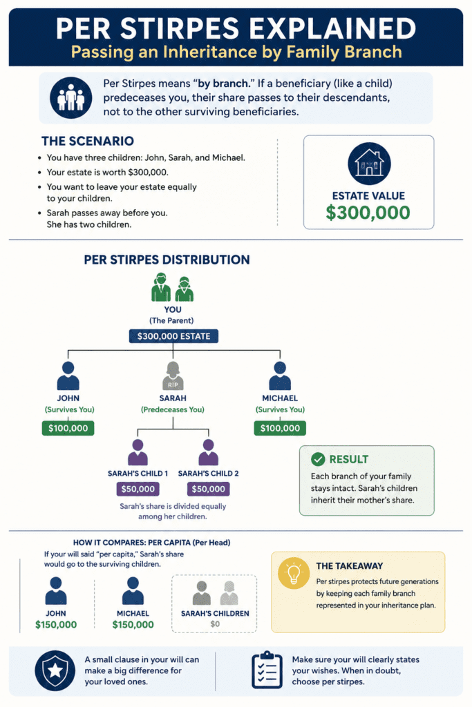 infographic showing how Per Stirpes works