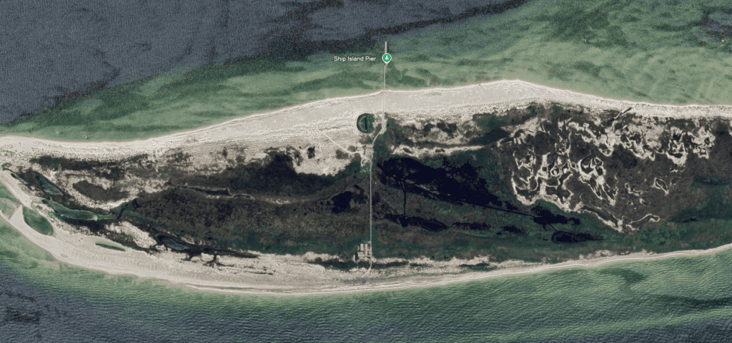 aerial view of the facilities on Ship Island