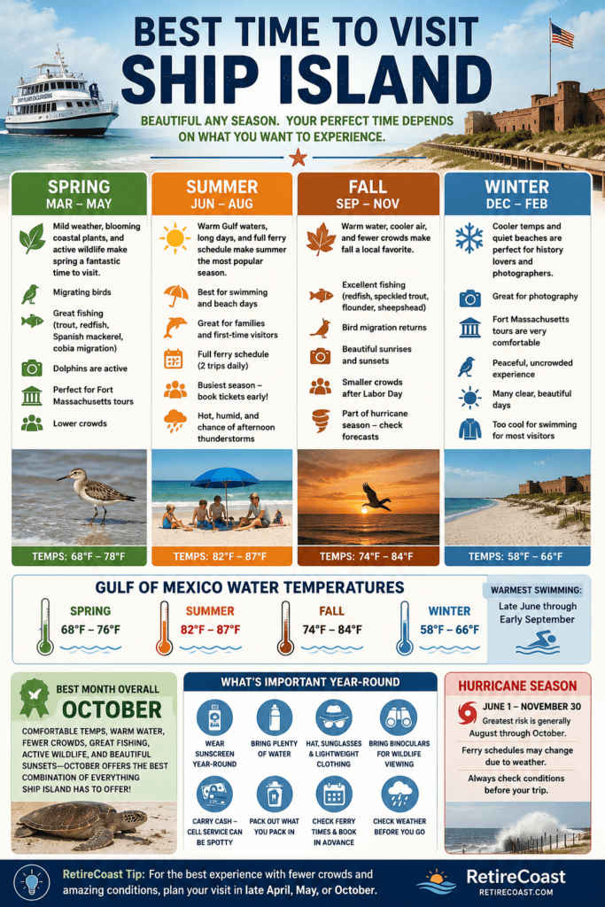 infographic best time to visit ship island 