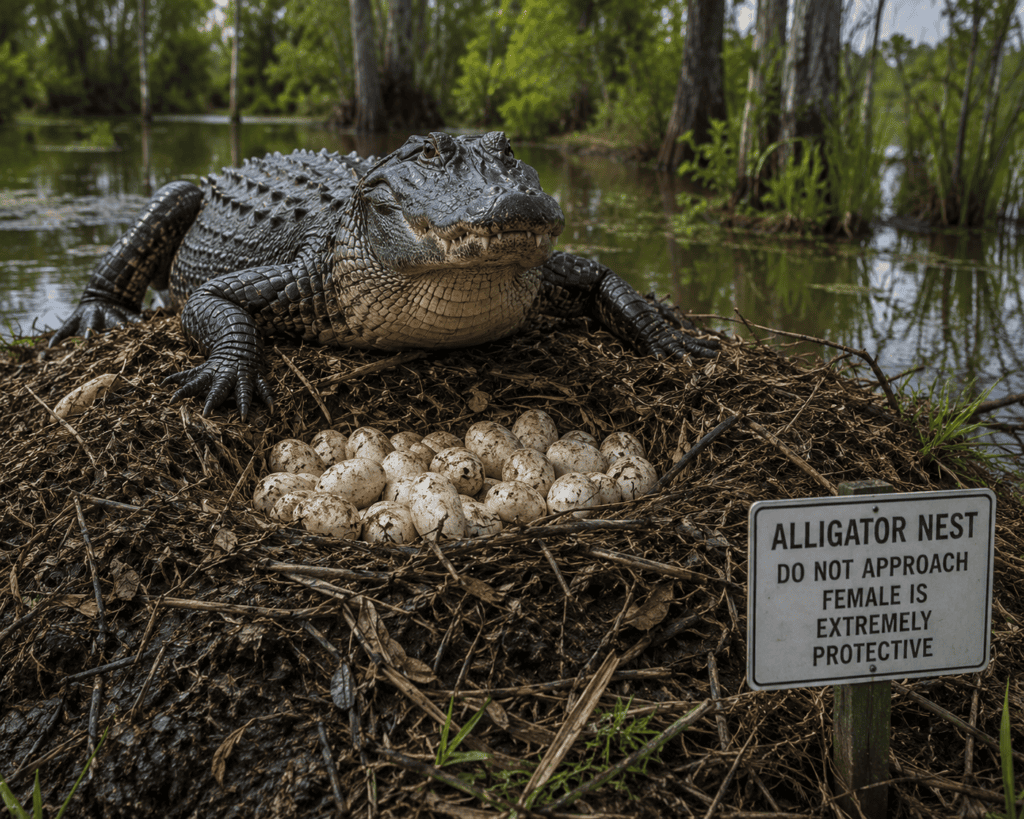 image of an alligator nest with eggs
