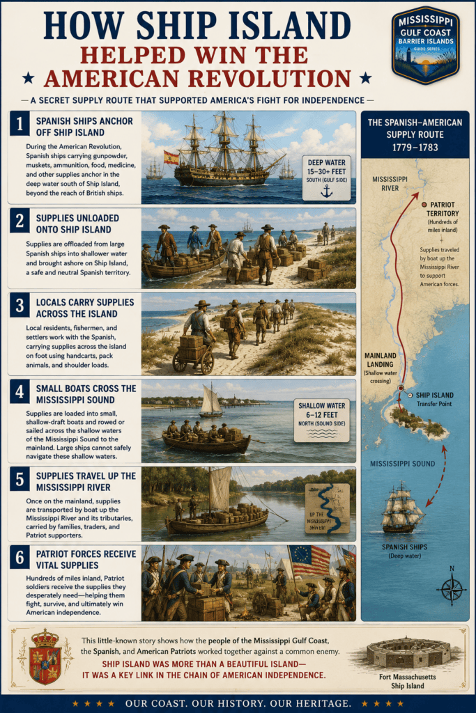 infographic how ship island helped win the American revolution