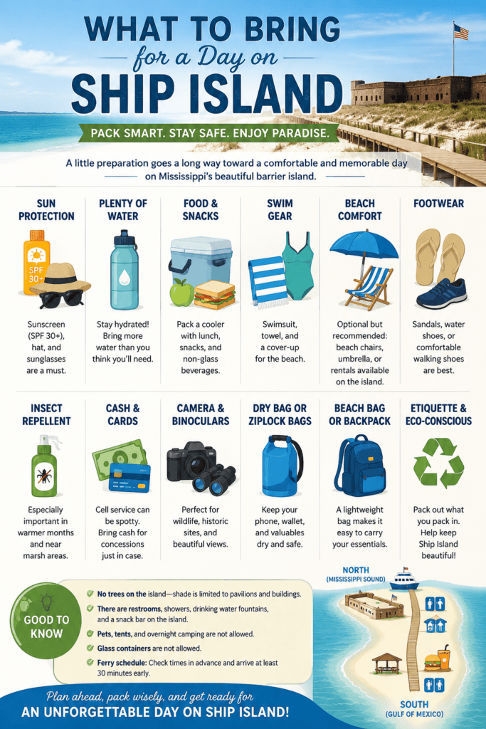 what to bring to ship island infographic